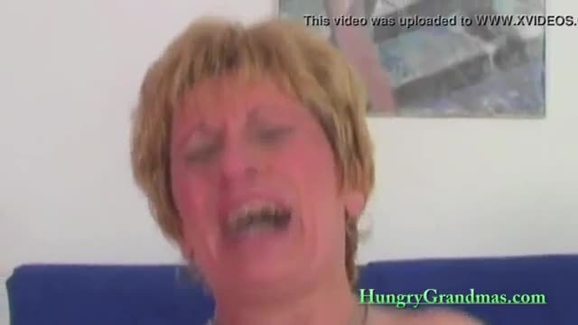 Blonde granny gets fingered young guy