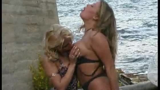 Hot lesbian sex at the coast